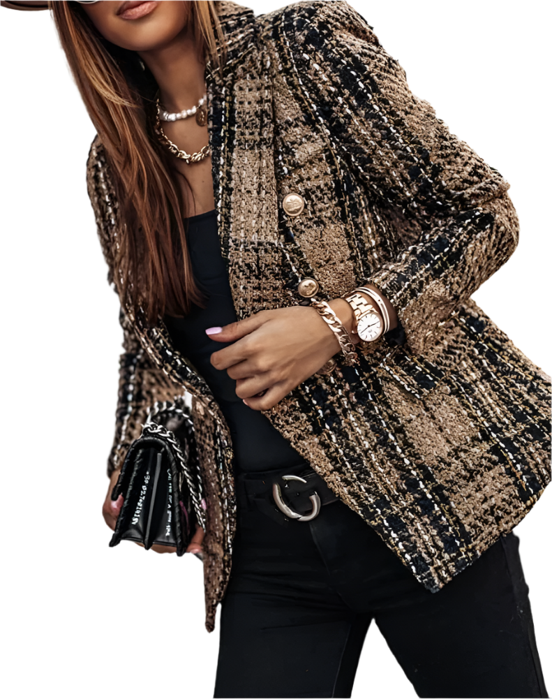 Ciara – Kariertes Doppeltknopf-Blazerjacke für Damen