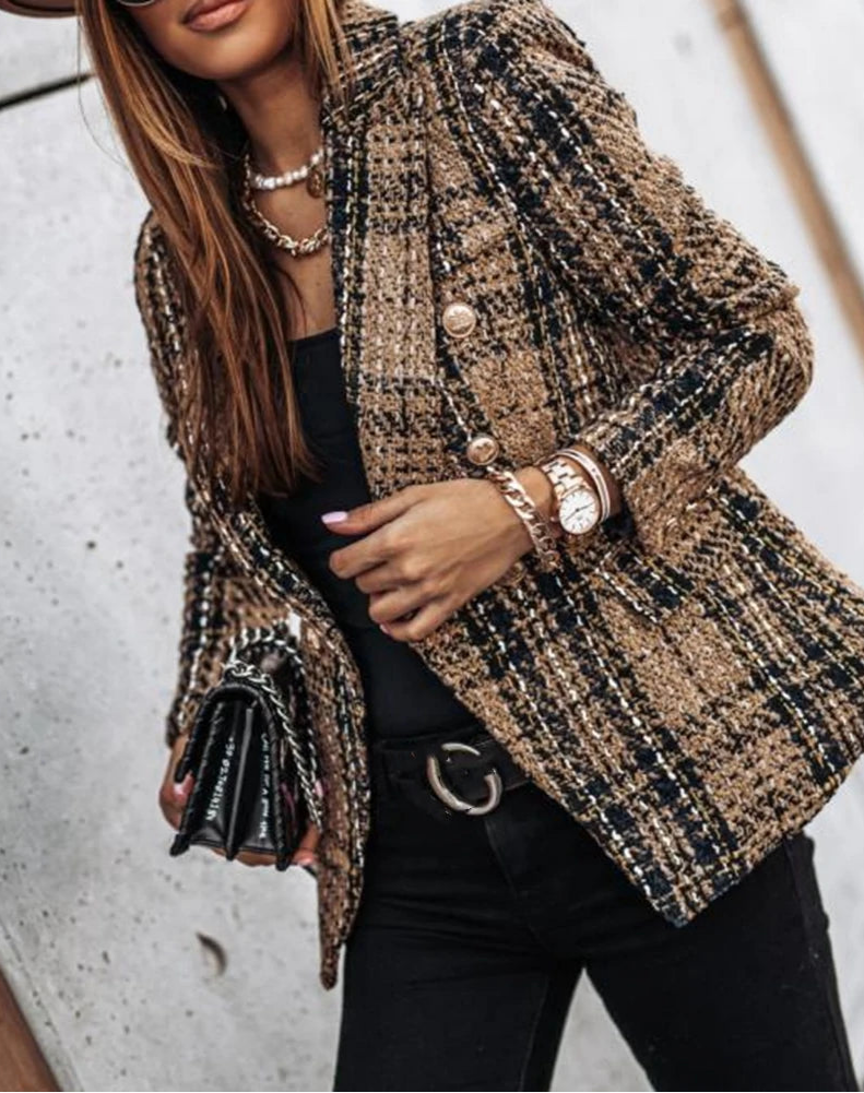 Ciara – Kariertes Doppeltknopf-Blazerjacke für Damen