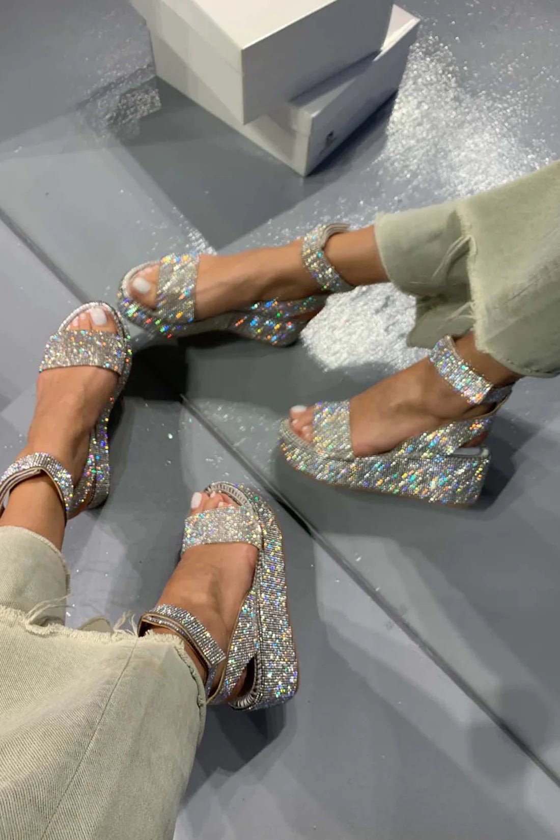 Giulia – Glamouröse Glitzer-Sandalen für Damen