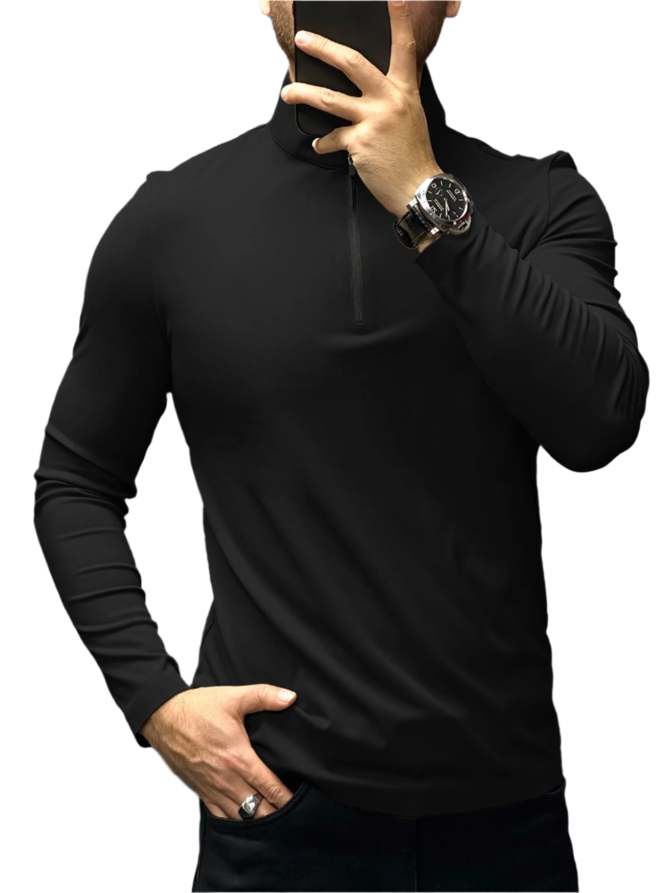 Matteo – Gemütliches Herren-Halbzipper T-Shirt aus Smooth Blend