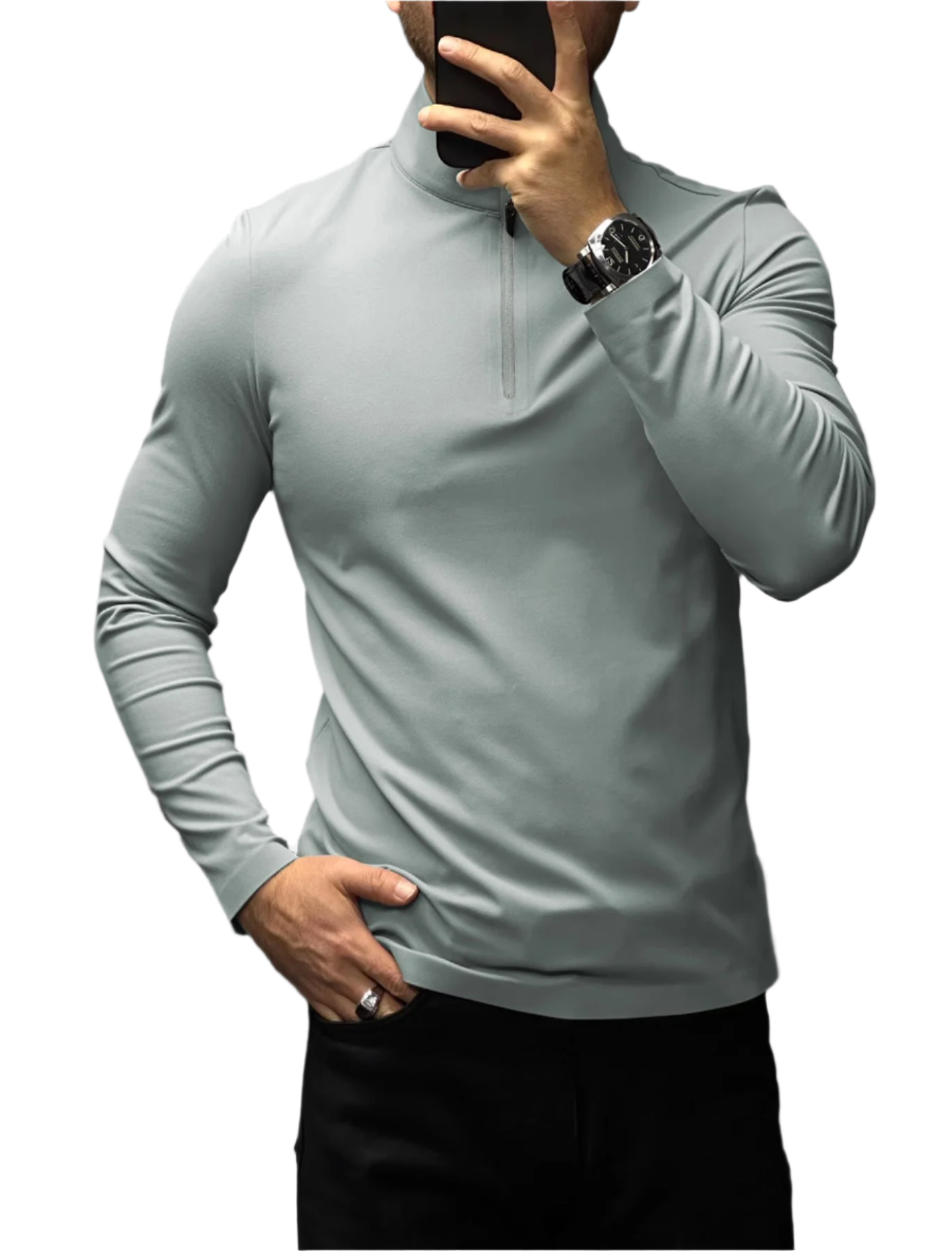 Matteo – Gemütliches Herren-Halbzipper T-Shirt aus Smooth Blend