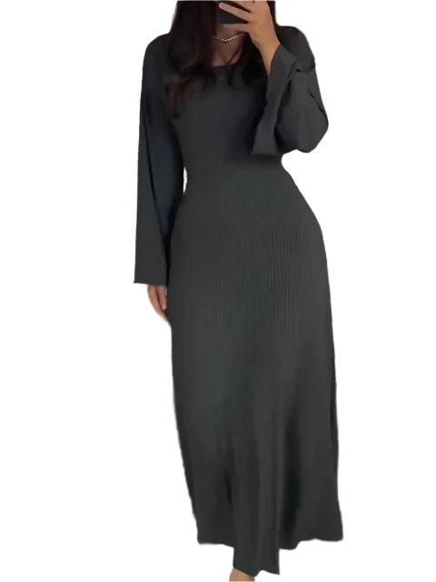 Gabriele – Gestreiftes Damen Strick-Midikleid