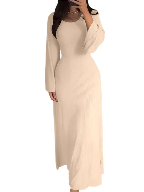 Gabriele – Gestreiftes Damen Strick-Midikleid