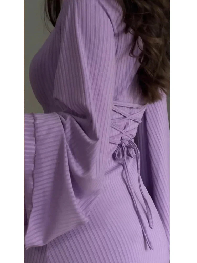 Gabriele – Gestreiftes Damen Strick-Midikleid