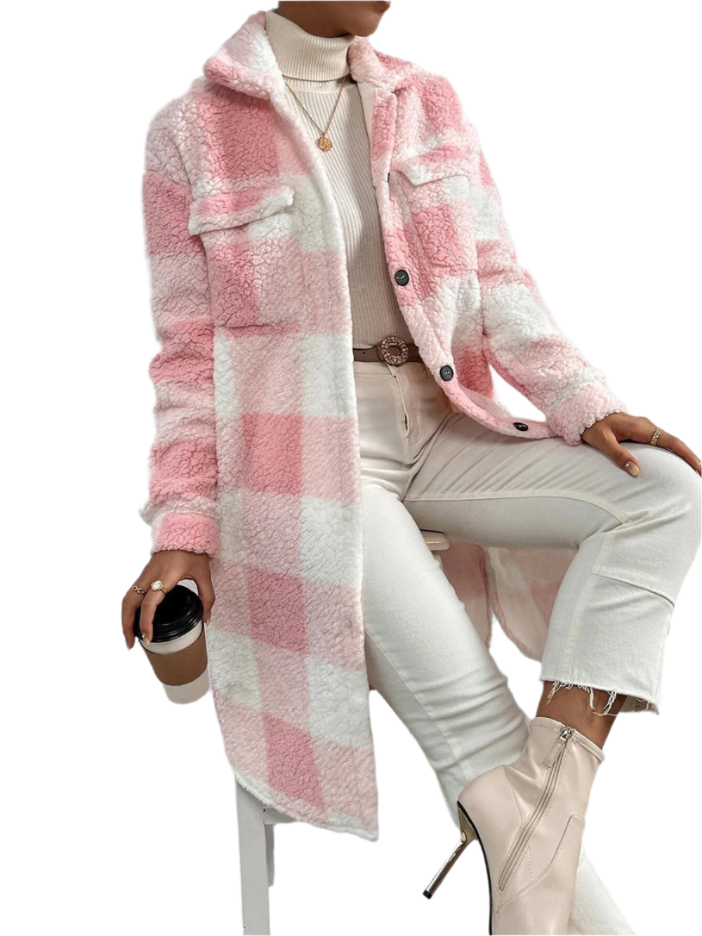 Adele – Elegante Lang geschnittene Damen Karojacke