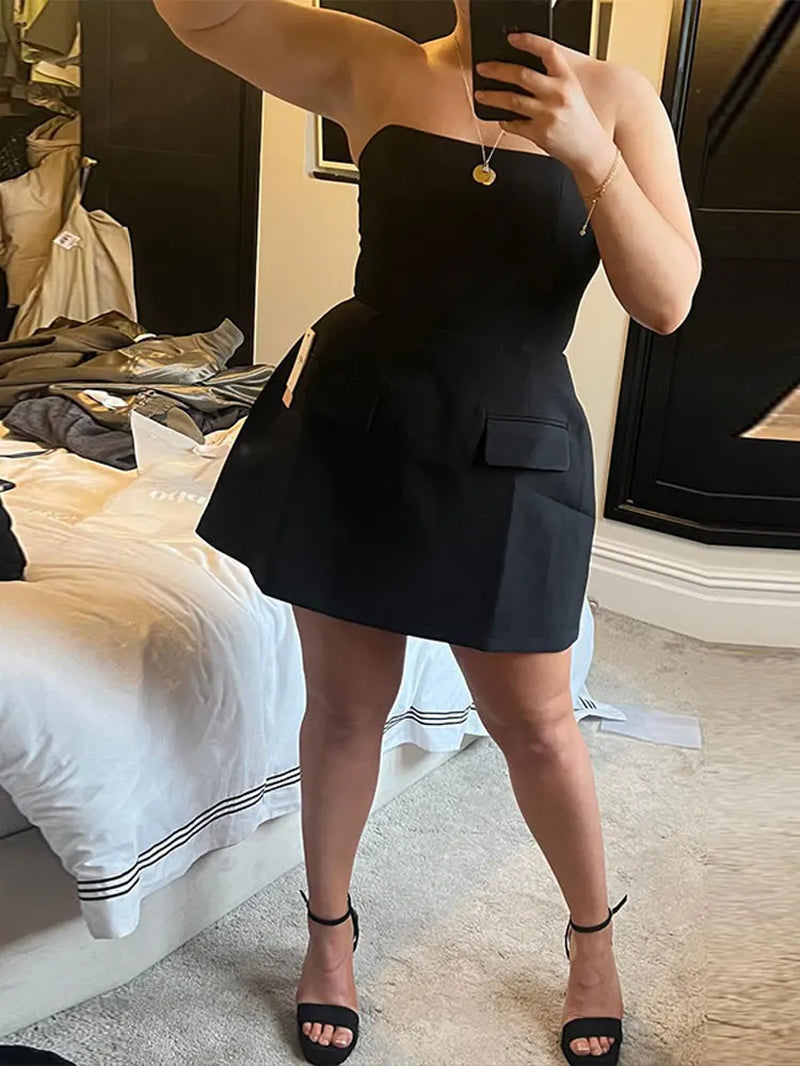 Giulia – Elegantes, trägerloses Kleid mit Taschen für Damen