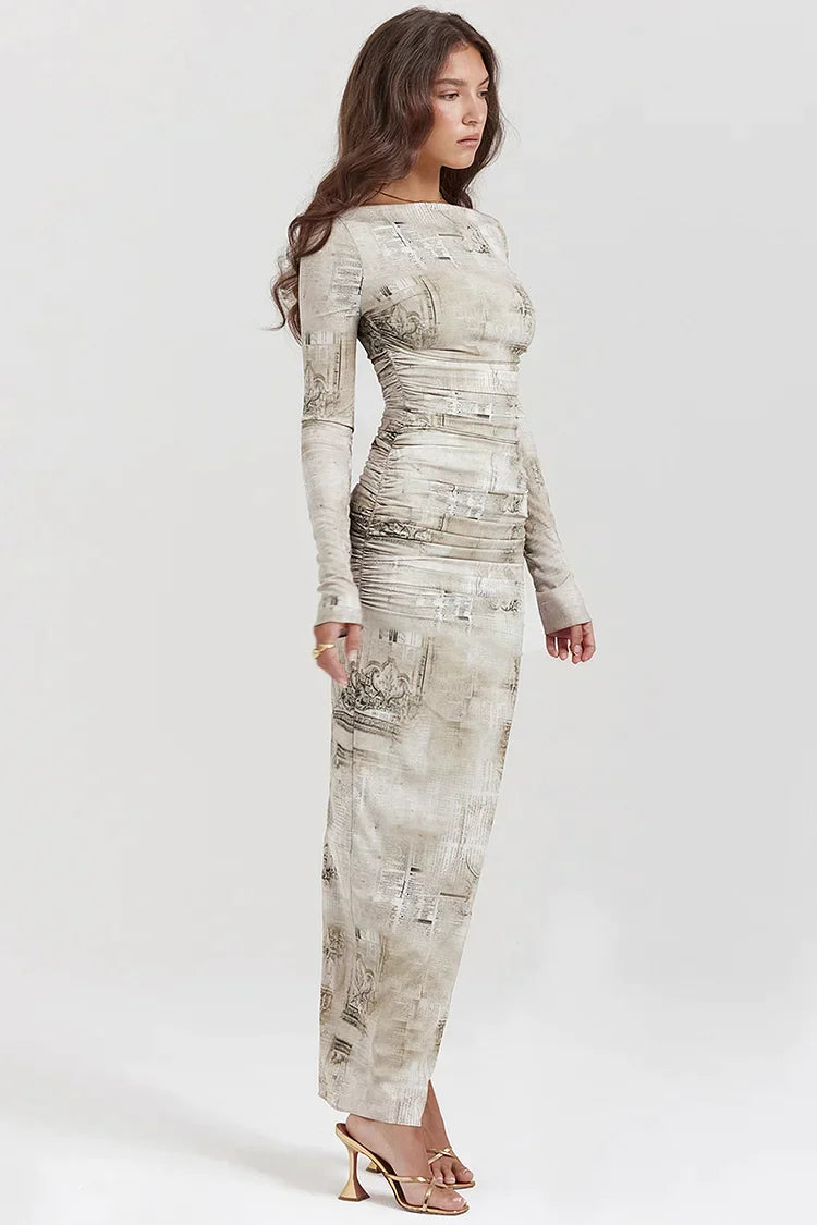 Camille – Langarm-Kleid mit farbenfrohem Print für Damen