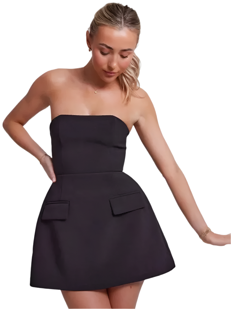 Giulia – Elegantes, trägerloses Kleid mit Taschen für Damen