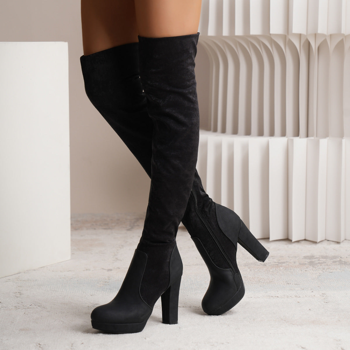 Isabella – Luxuriöse Wildleder Overknee-Stiefel für Damen