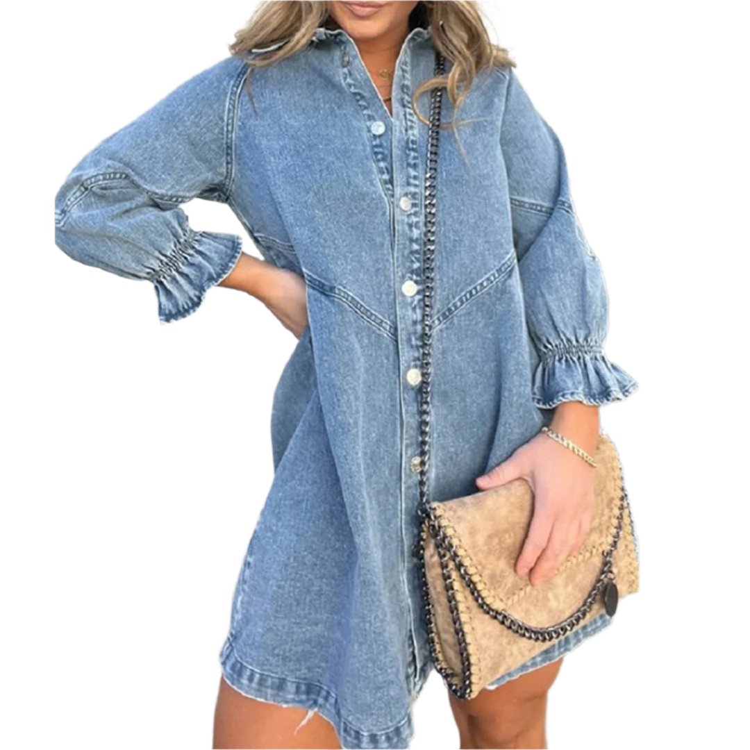 Camille – Trendiges Damen Jeanshemd-Kleid