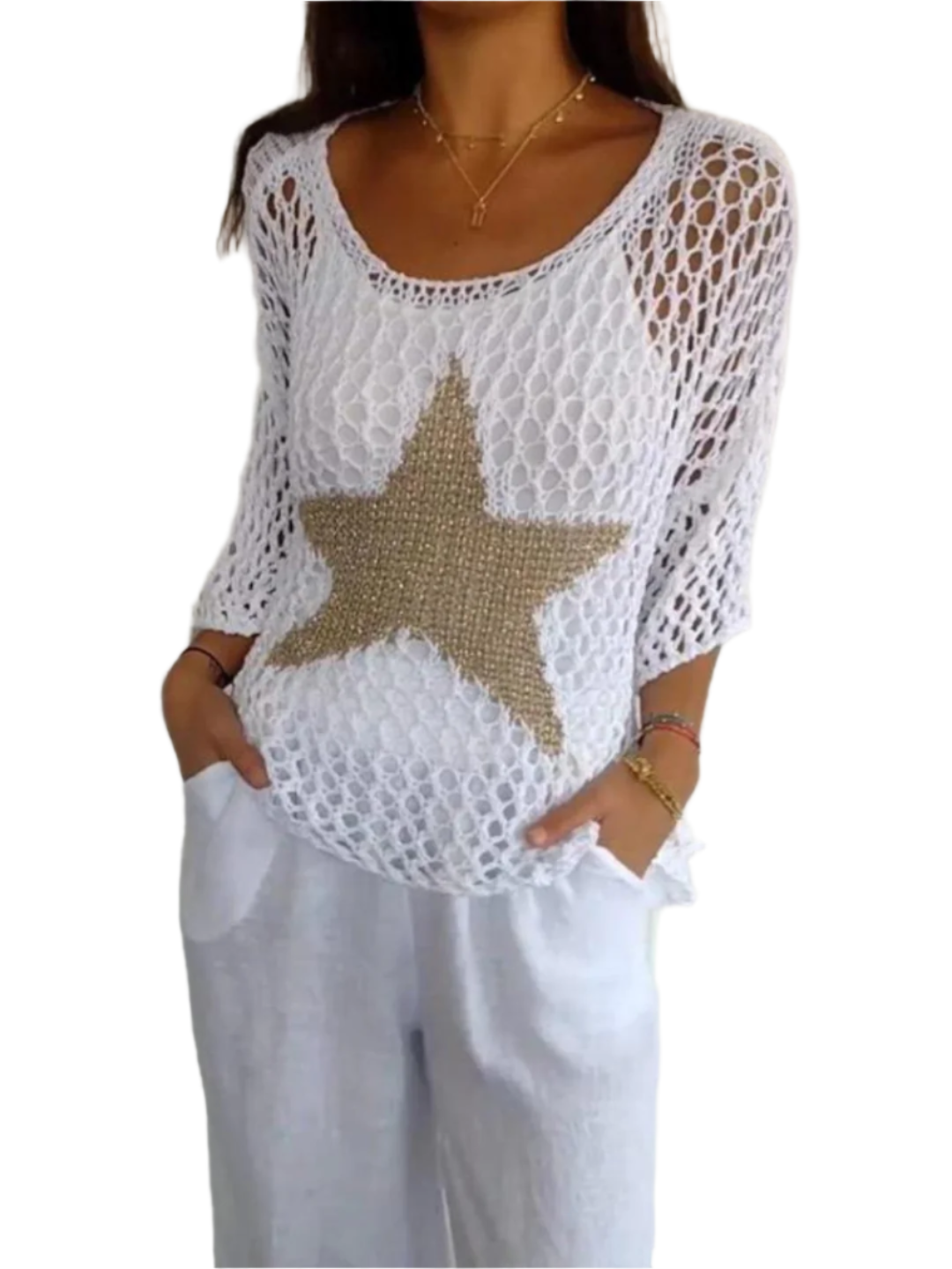 Stella – Elegantes Outfit-Set mit gehäkeltem Sternmuster für Damen