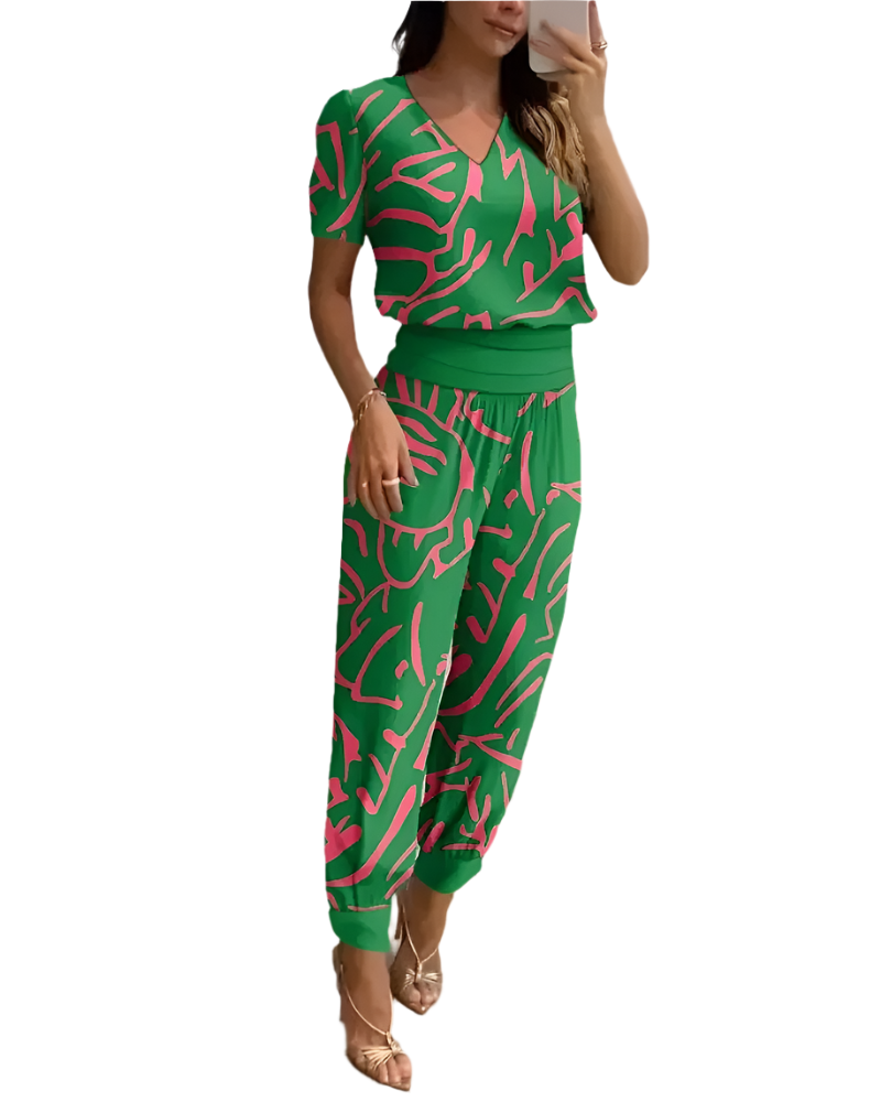 Lena – Damen Elegantes T-Shirt & Hose Set