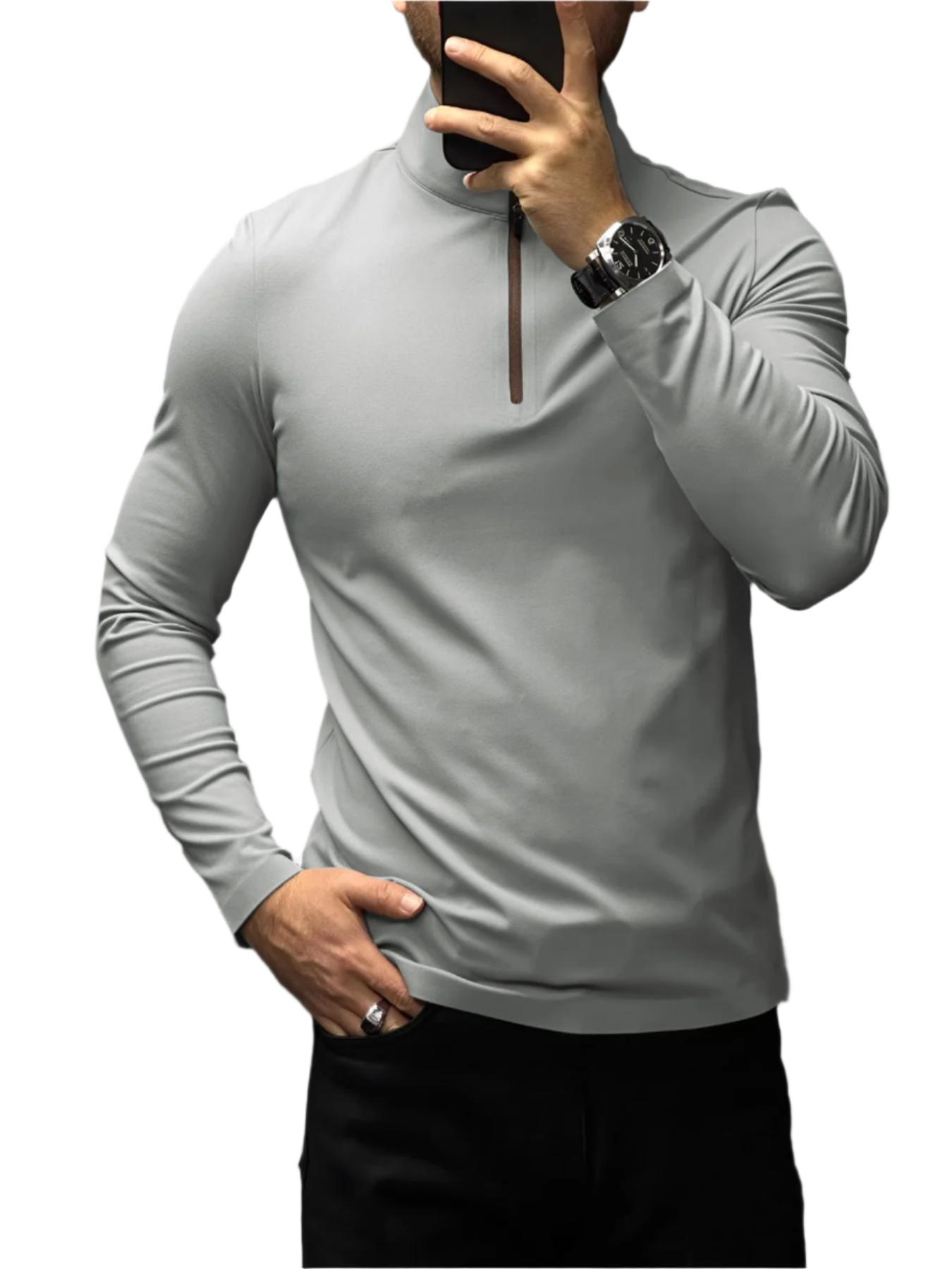 Matteo – Gemütliches Herren-Halbzipper T-Shirt aus Smooth Blend