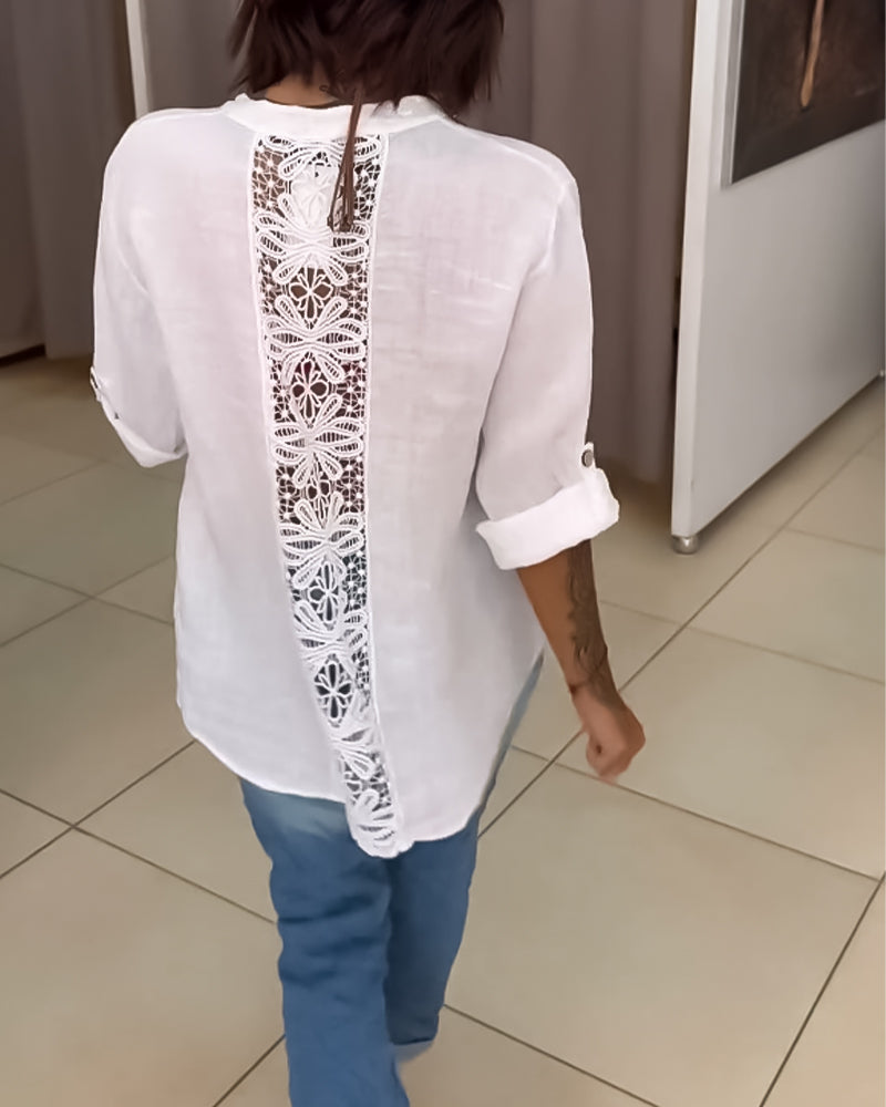 Cecilia – Lässiges Baumwoll-V-Ausschnitt-Shirt für Damen