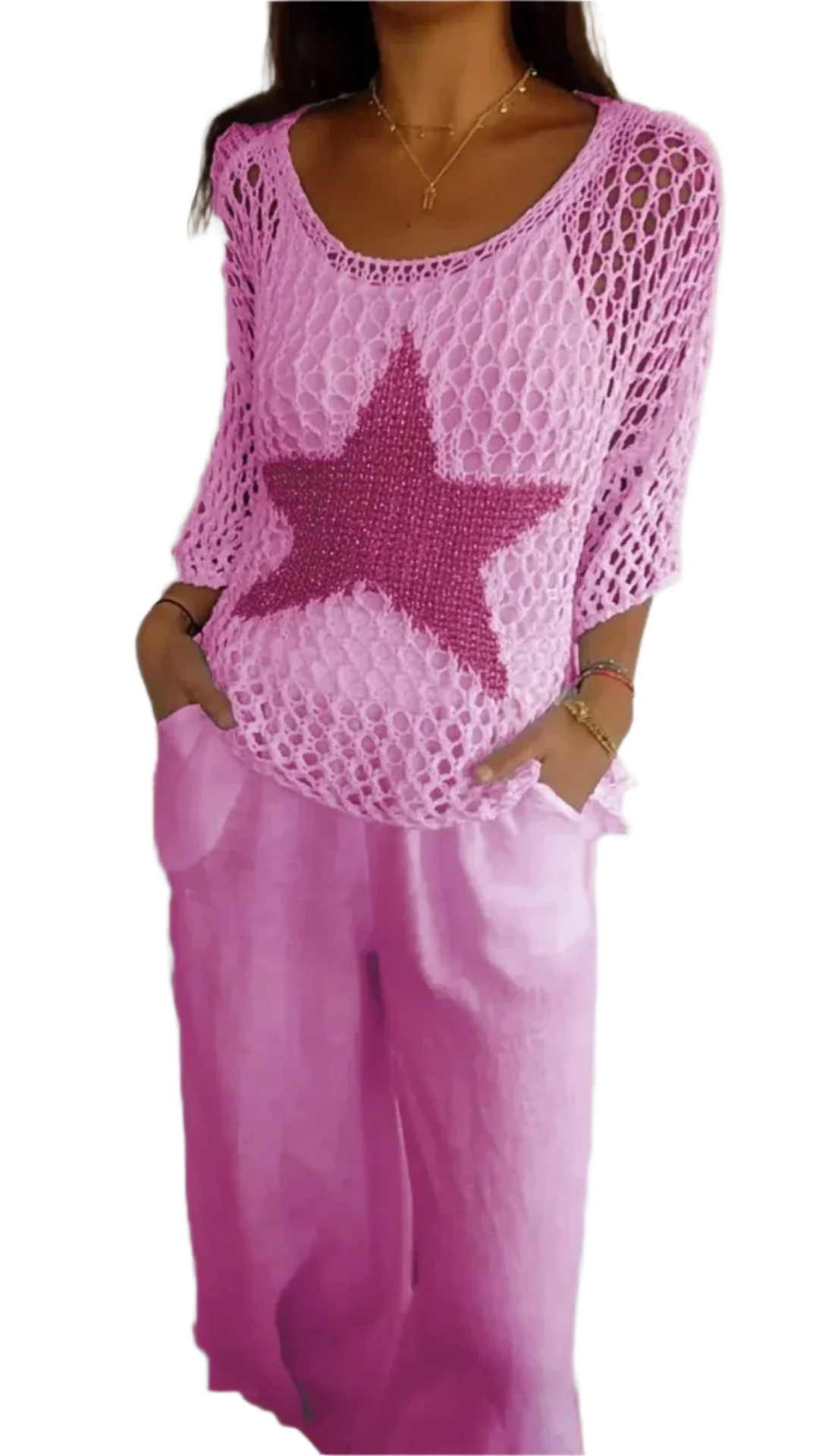 Stella – Elegantes Outfit-Set mit gehäkeltem Sternmuster für Damen