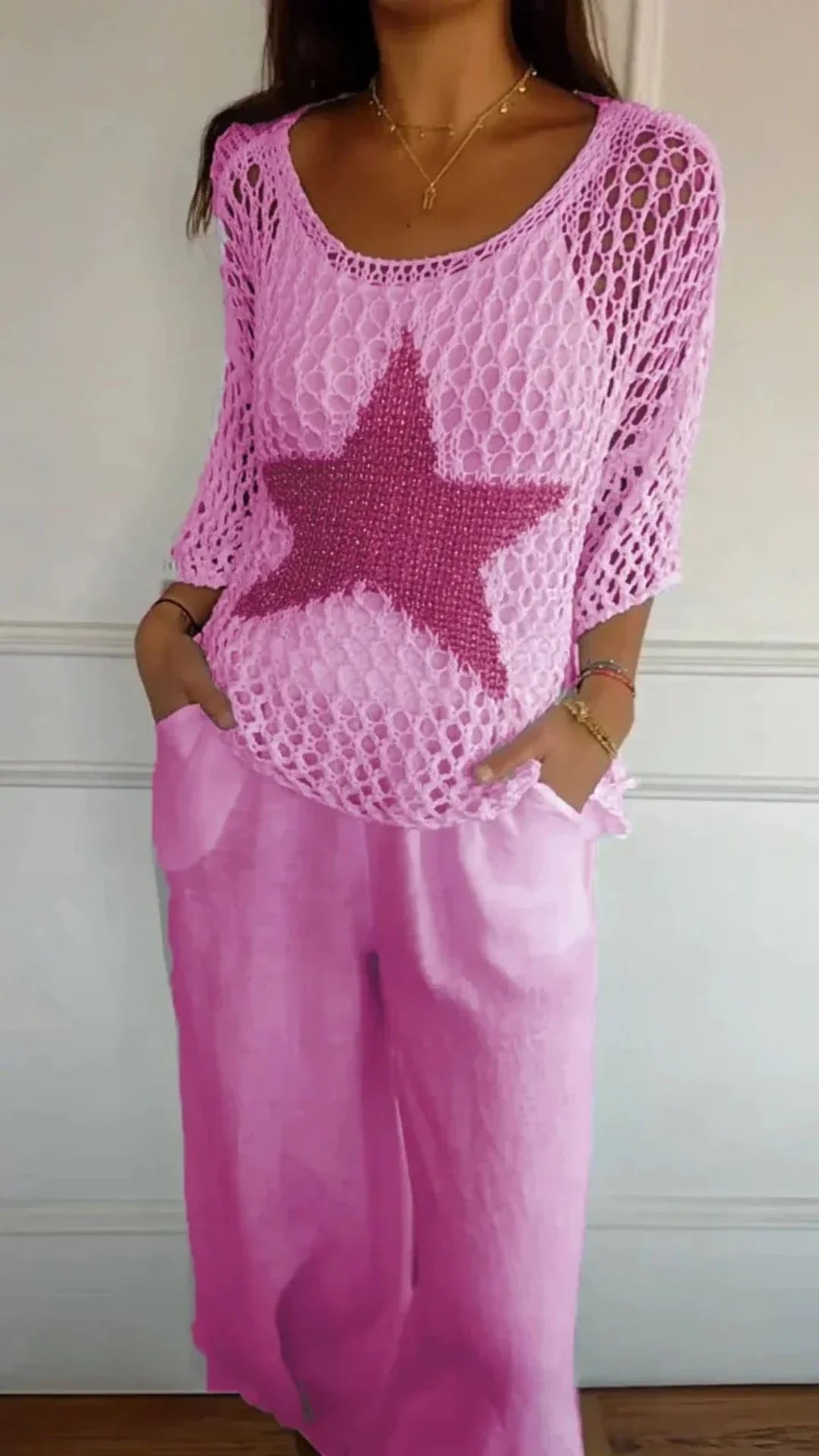 Stella – Elegantes Outfit-Set mit gehäkeltem Sternmuster für Damen