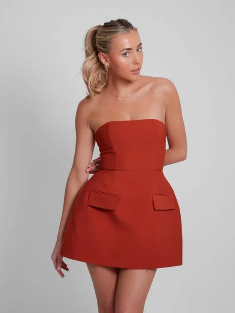 Giulia – Elegantes, trägerloses Kleid mit Taschen für Damen