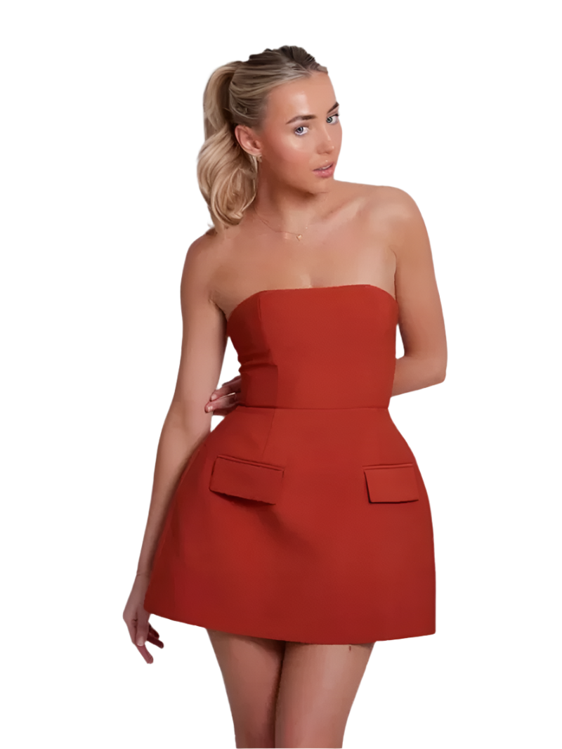 Giulia – Elegantes, trägerloses Kleid mit Taschen für Damen