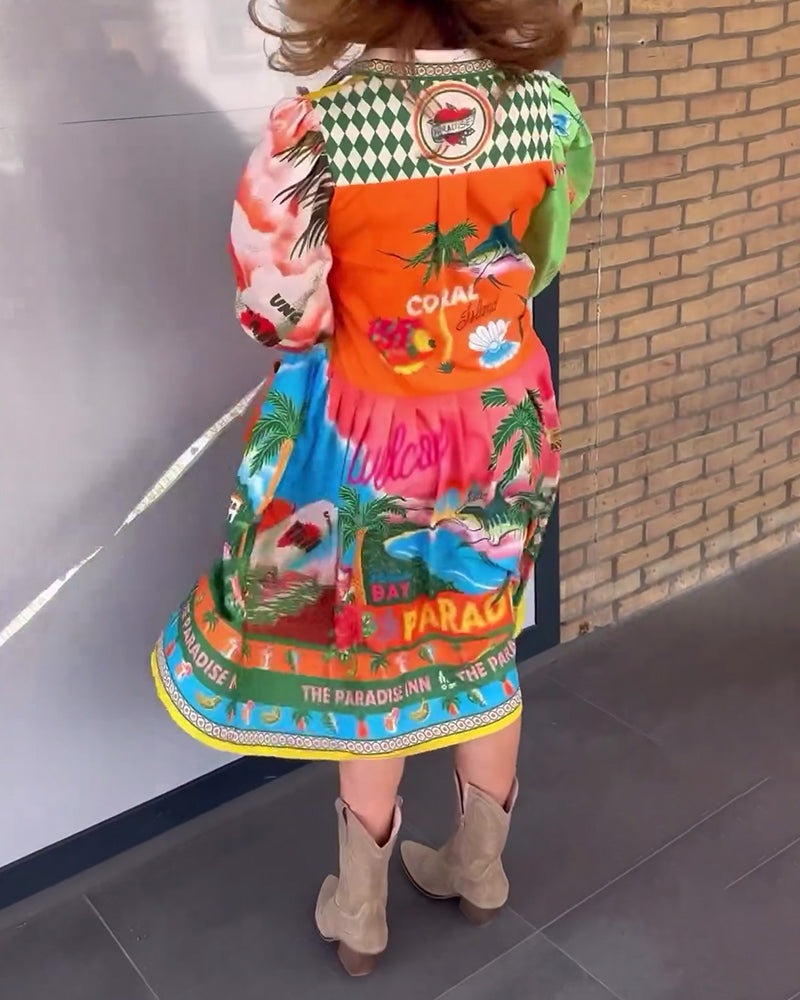 Mima – Damen Buntes Kleid