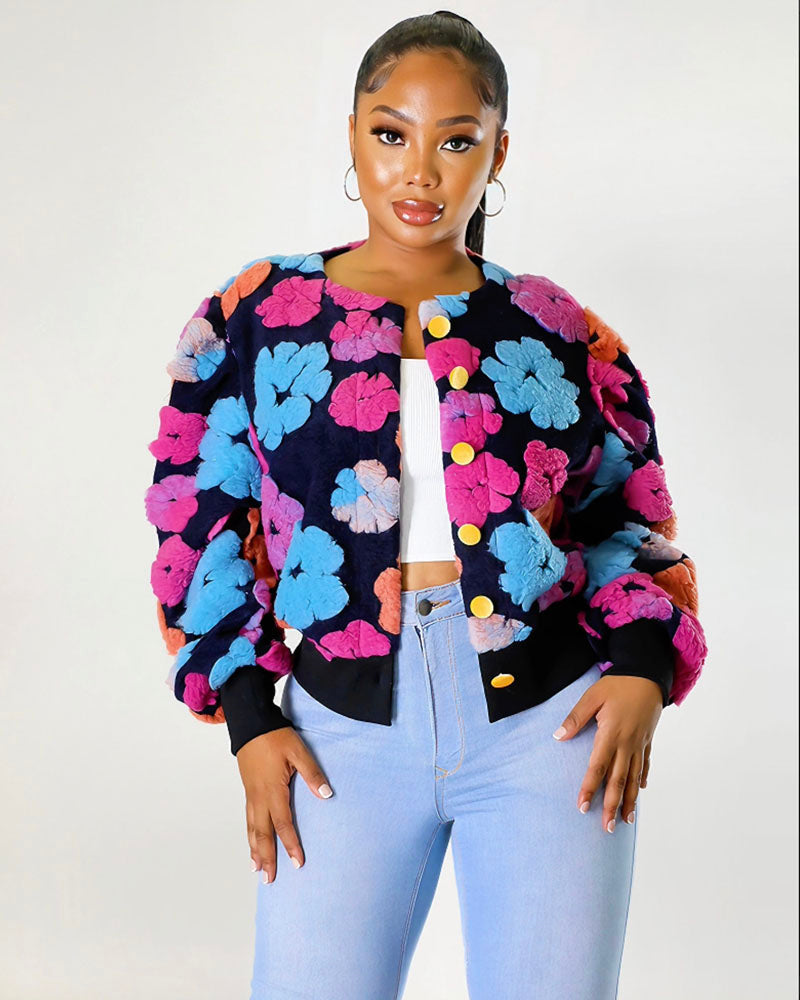 Sofia – Blüten Damen-Sherpa-Jacke