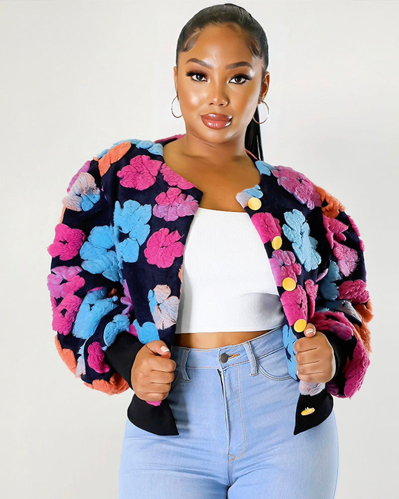 Sofia – Blüten Damen-Sherpa-Jacke