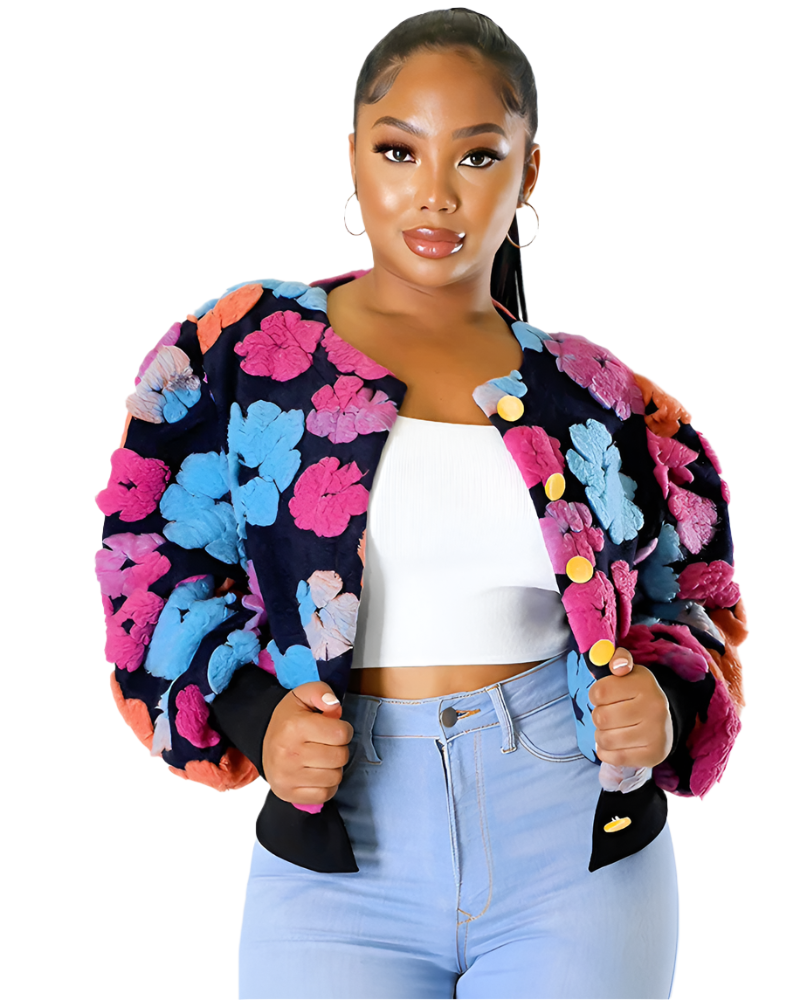 Sofia – Blüten Damen-Sherpa-Jacke