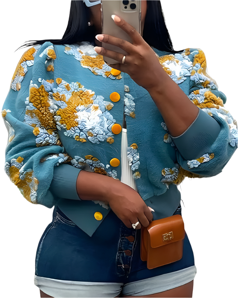 Sofia – Blüten Damen-Sherpa-Jacke