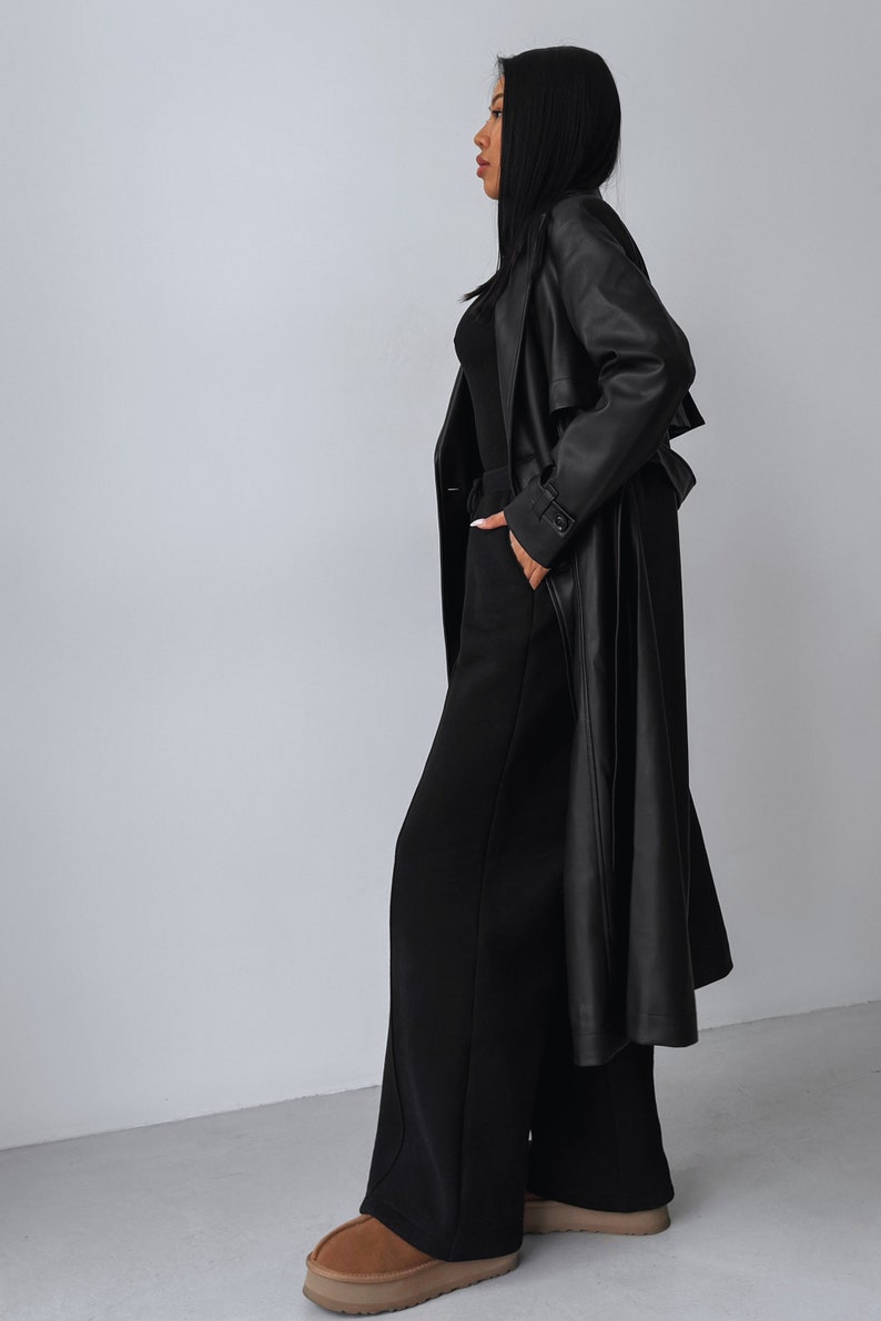 Amara– Premium Leder winter Trenchcoat für Damen