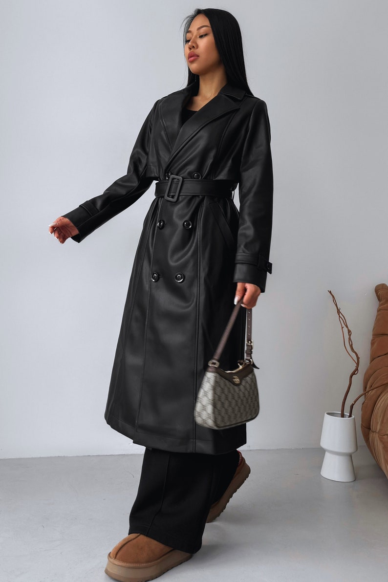 Amara– Premium Leder winter Trenchcoat für Damen