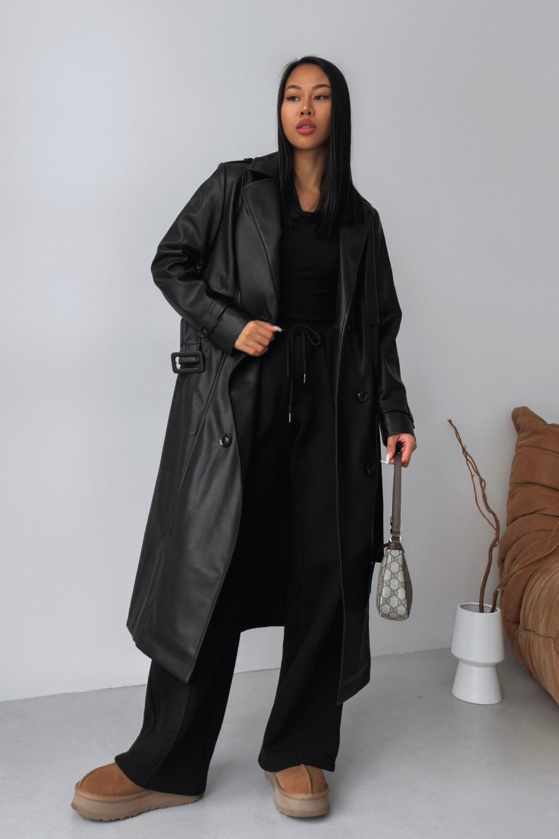 Amara– Premium Leder winter Trenchcoat für Damen