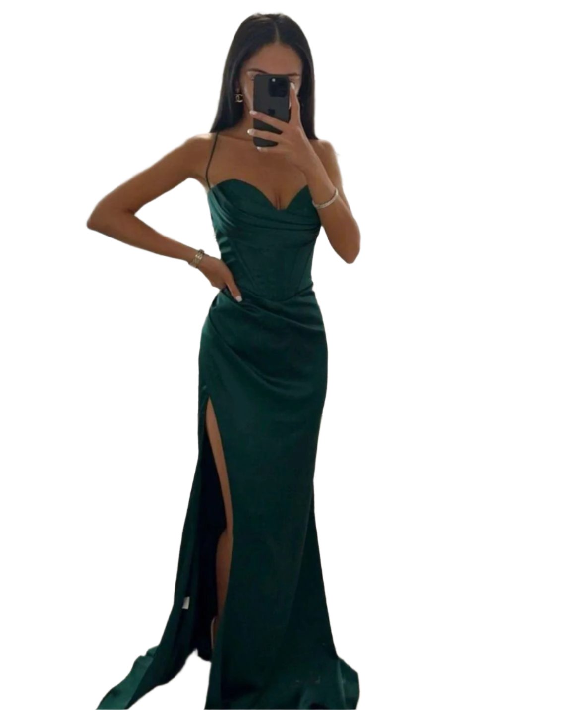 Giulia – Elegantes Kleid mit Herz-Ausschnitt und Seitenschlitz