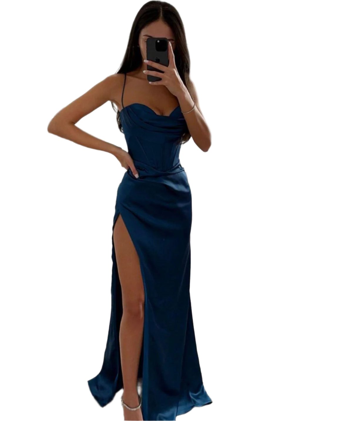 Giulia – Elegantes Kleid mit Herz-Ausschnitt und Seitenschlitz