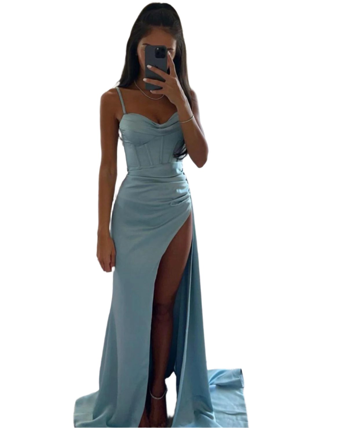 Giulia – Elegantes Kleid mit Herz-Ausschnitt und Seitenschlitz