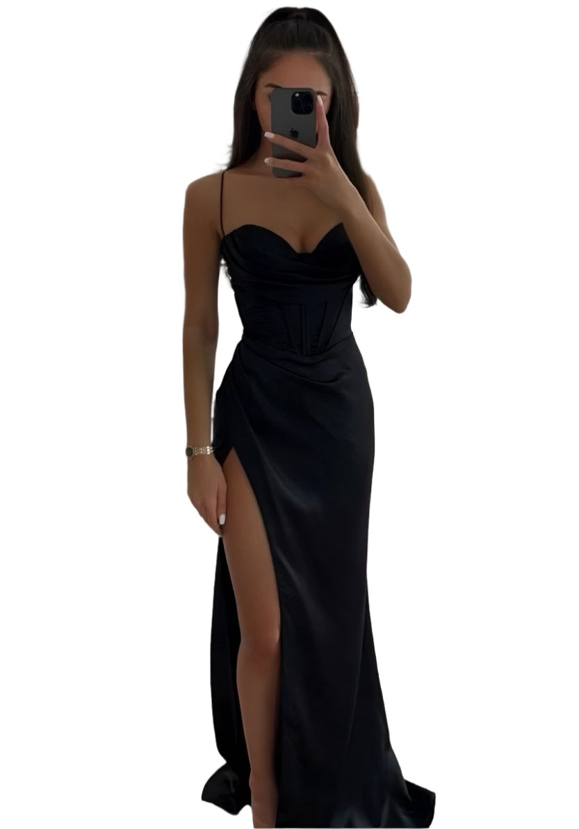 Giulia – Elegantes Kleid mit Herz-Ausschnitt und Seitenschlitz