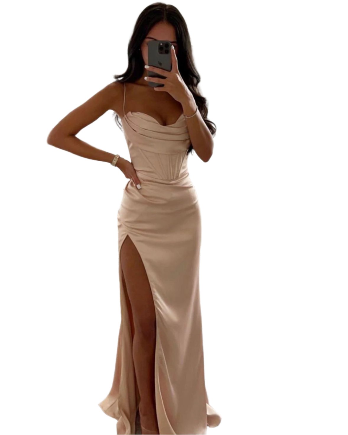 Giulia – Elegantes Kleid mit Herz-Ausschnitt und Seitenschlitz