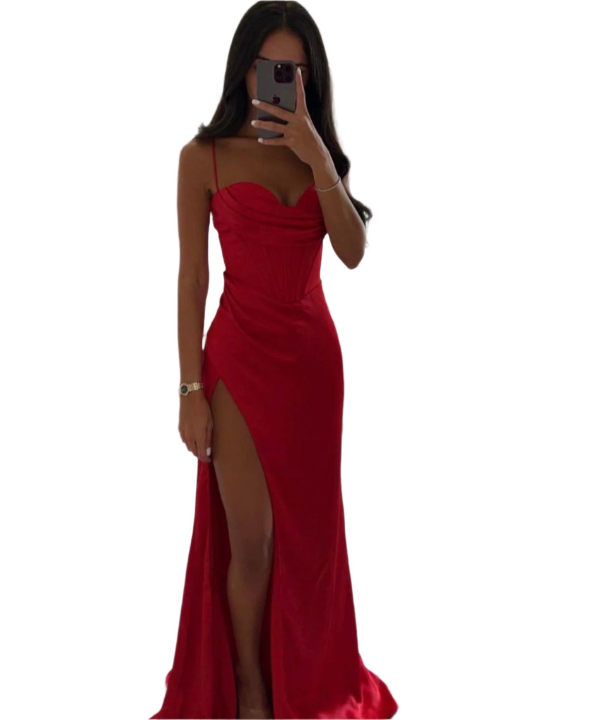 Giulia – Elegantes Kleid mit Herz-Ausschnitt und Seitenschlitz