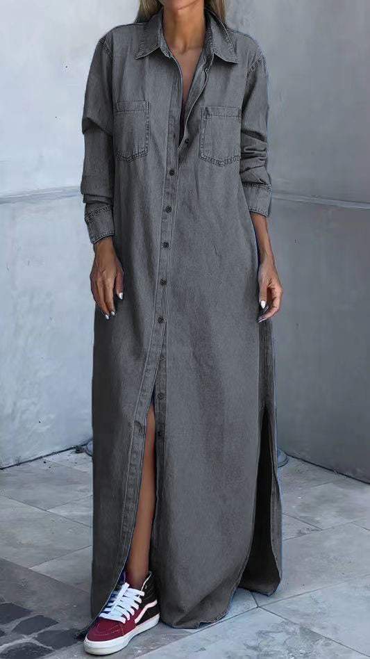 Camilla – Elegant Langärmliges Denimkleid für Damen