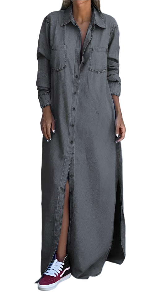 Camilla – Elegant Langärmliges Denimkleid für Damen