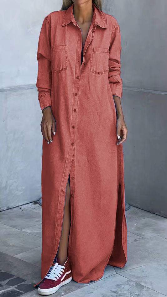 Camilla – Elegant Langärmliges Denimkleid für Damen