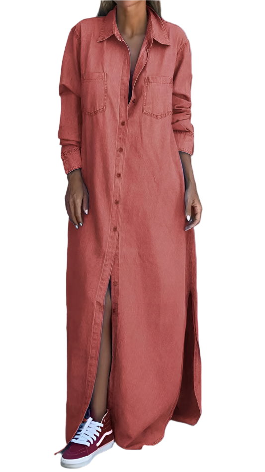 Camilla – Elegant Langärmliges Denimkleid für Damen