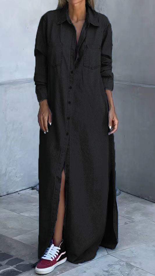 Camilla – Elegant Langärmliges Denimkleid für Damen