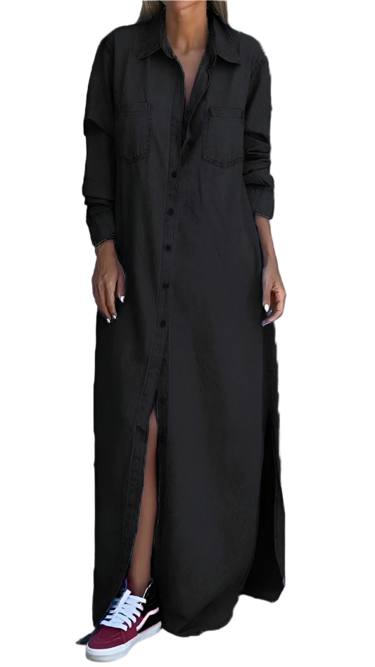 Camilla – Elegant Langärmliges Denimkleid für Damen