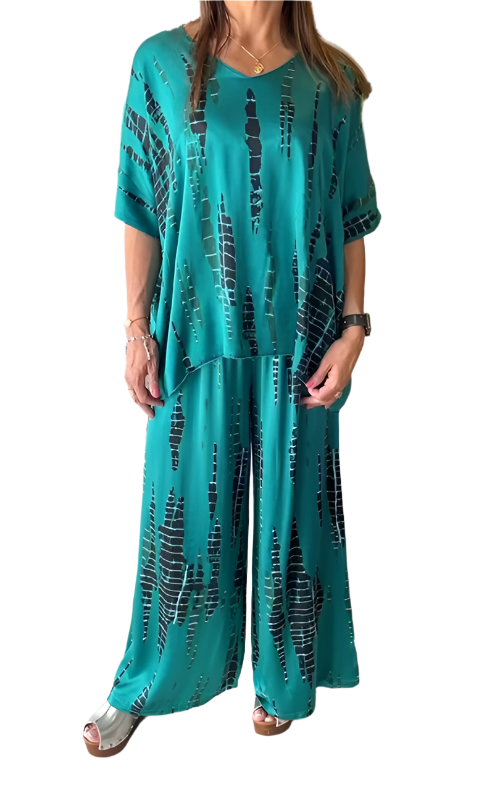 Anastasia – Luxuriöses Satiniertes Zweiteiliges Set für Damen