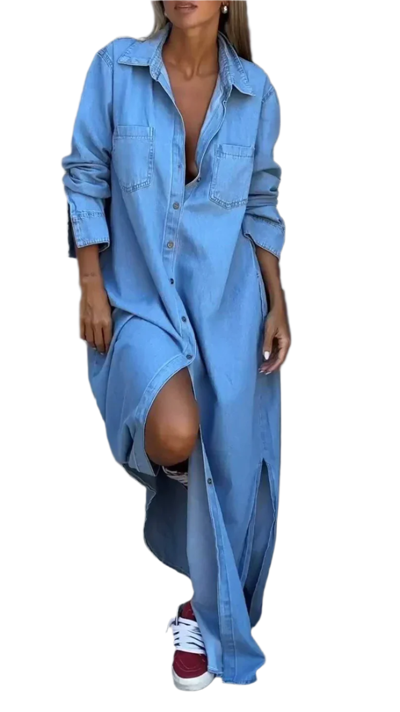 Camilla – Elegant Langärmliges Denimkleid für Damen