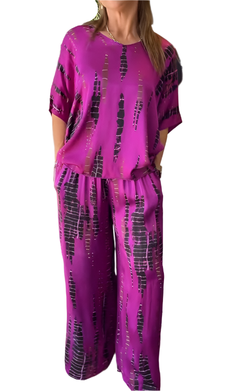 Anastasia – Luxuriöses Satiniertes Zweiteiliges Set für Damen