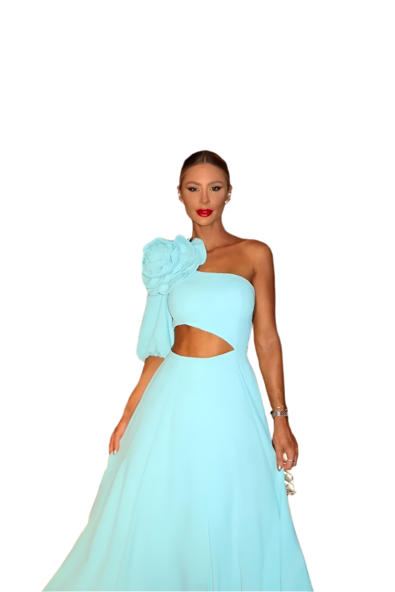 Sofia – Midi-Kleid mit Blumen-Ausschnitten