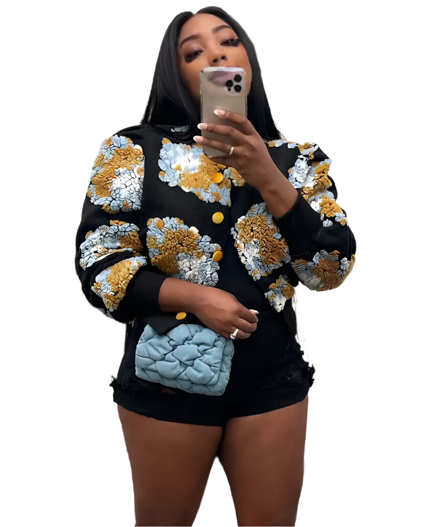 Sofia – Blüten Damen-Sherpa-Jacke