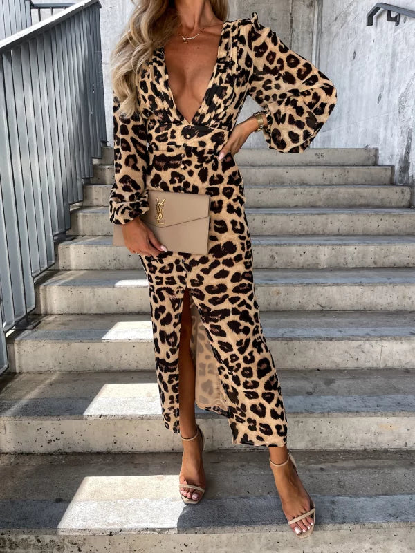 Valentina – Elegantes Kleid im Leopardenmuster für Damen