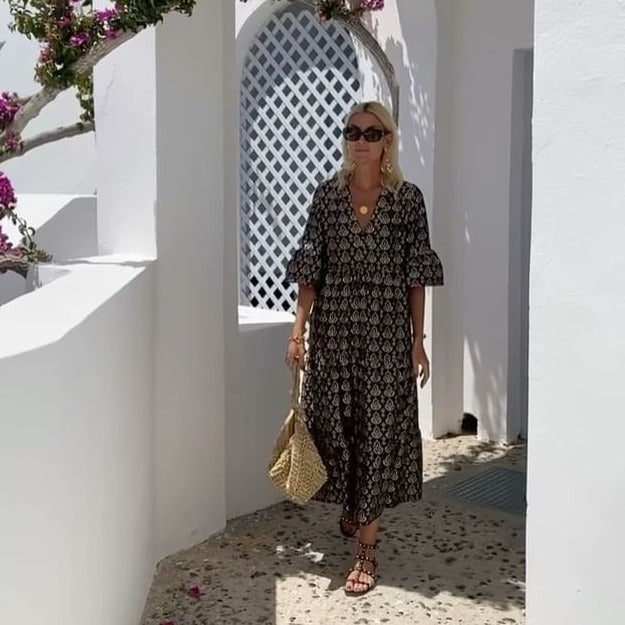 Sofia – Vielseitiges Midikleid mit V-Ausschnitt für Damen