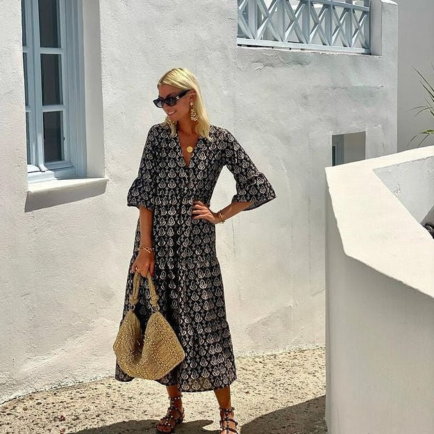 Sofia – Vielseitiges Midikleid mit V-Ausschnitt für Damen